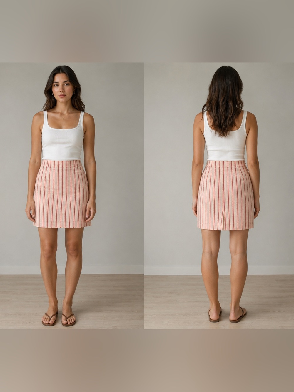 Covington Pink and Cream Striped Mini Skirt